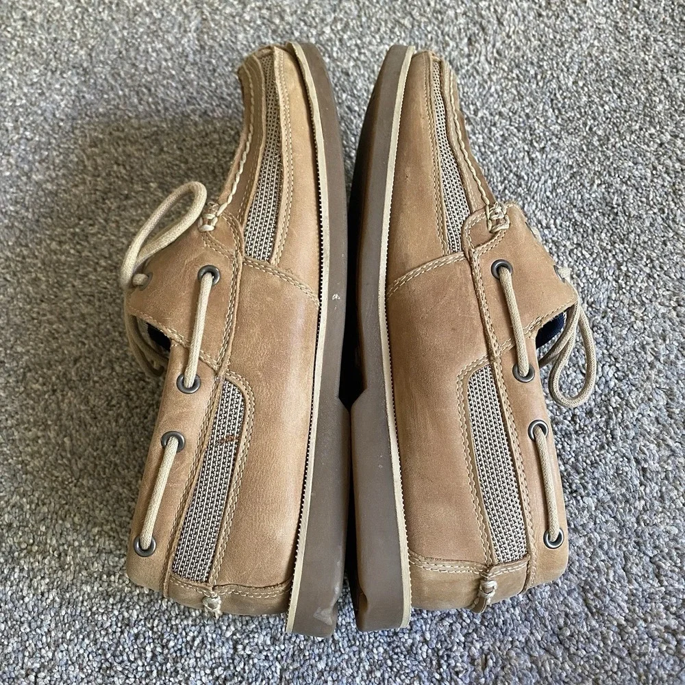 Timberland Kiawah Boat Shoe Men Size 9.5M EU 42.5 Tan Leather Textile Preppy